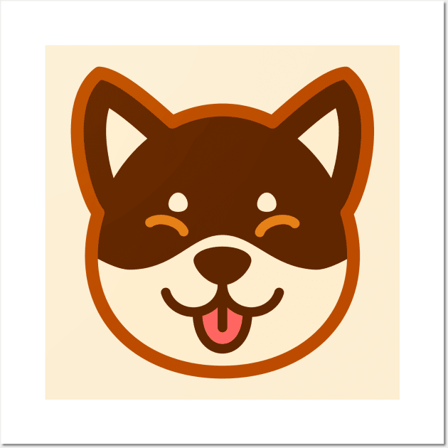 Brown Shiba: Eyes closed tongue Wall Art by Red Wolf